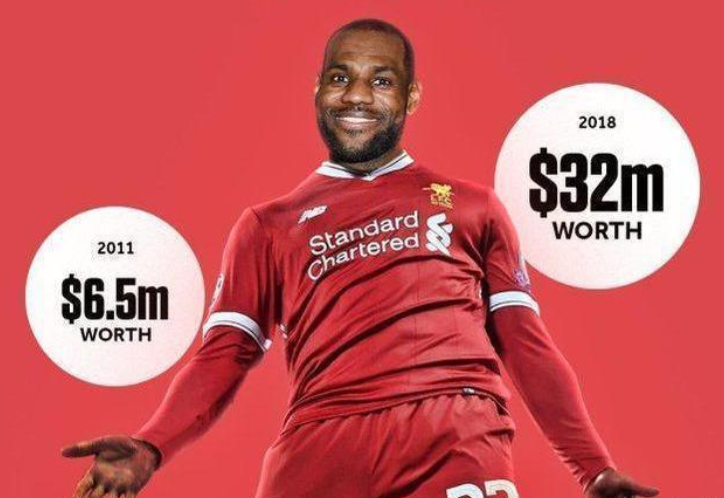 詹姆斯投资英超球队，成利物浦小股东 